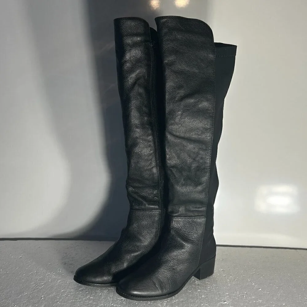 Lane Bryant SZ 7W  Letizia Black leather above knee boot Timeless Edgy Essential
